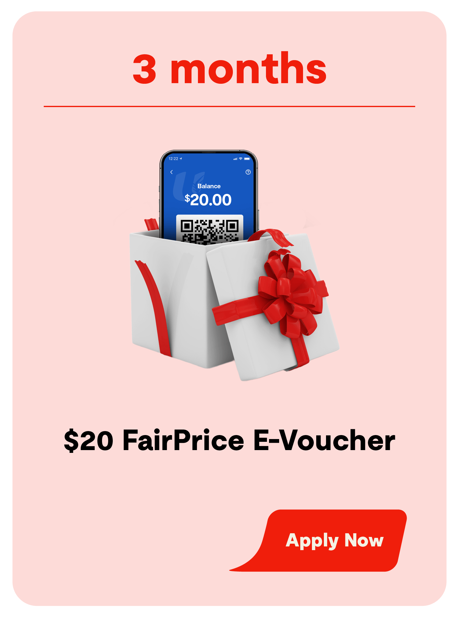 $20 FairPrice E-Voucher upon 3 months’ upfront payment of membership fees