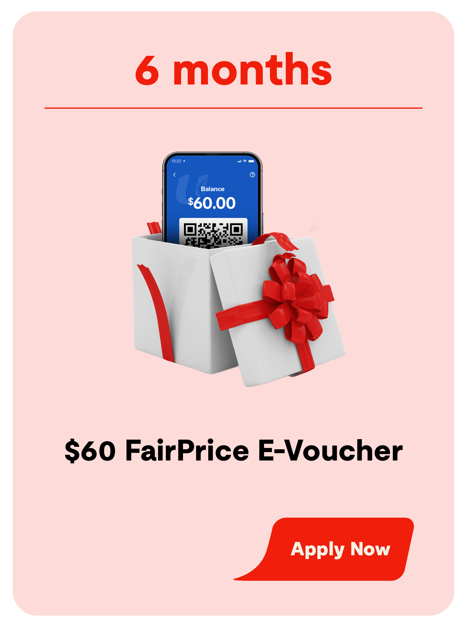 $60 FairPrice E-Voucher upon 6 months’ upfront payment of membership fees